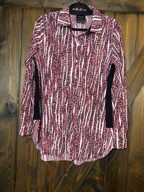 LYSSE Red & White Printed Button-Up Shirt